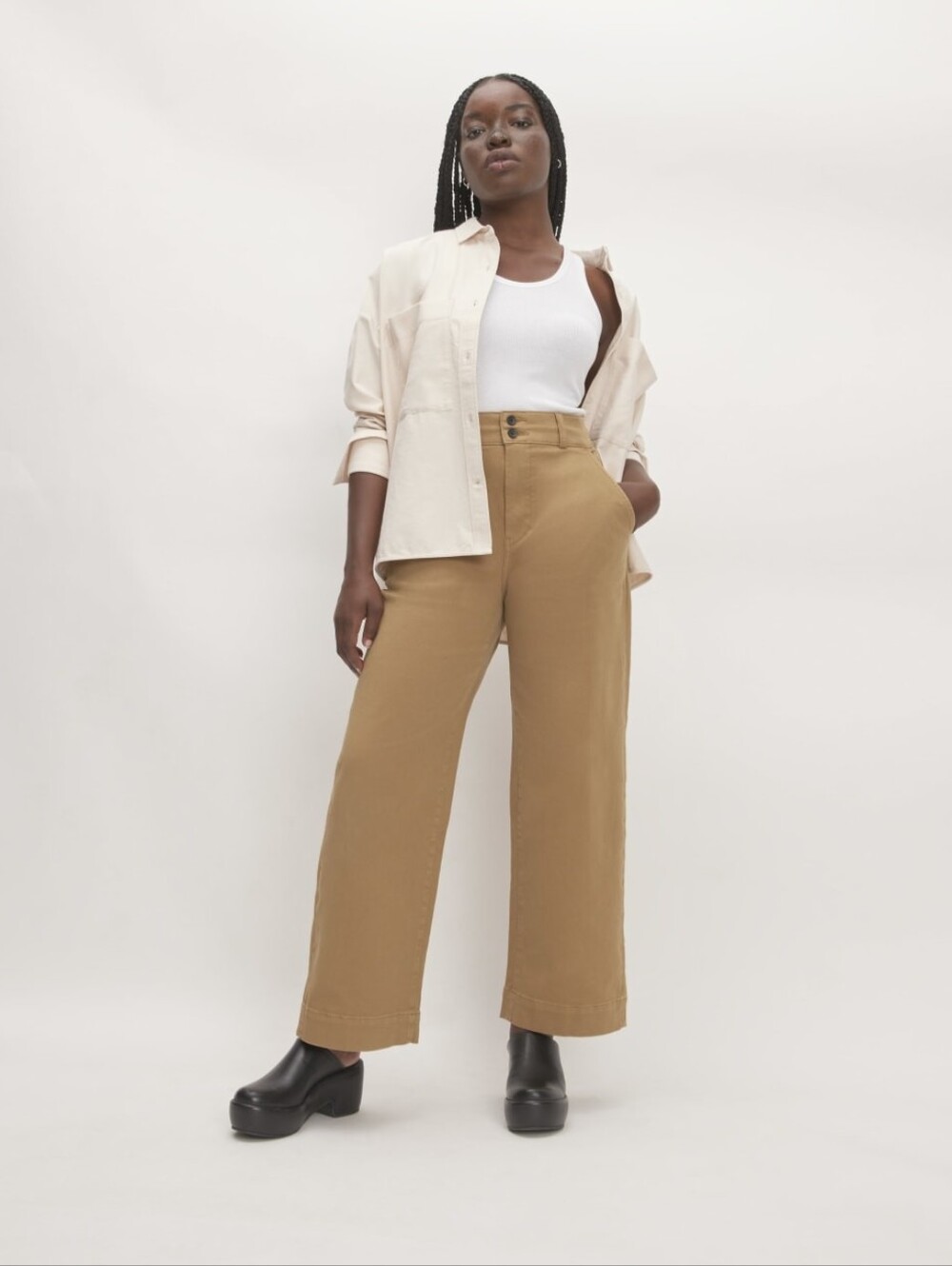 Everlane Wide Leg Pants size 8 in tan